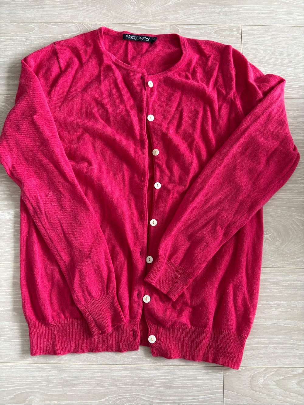 Woolovers Women's Bright Pink Button-Front Cashmere Blend Cardigan